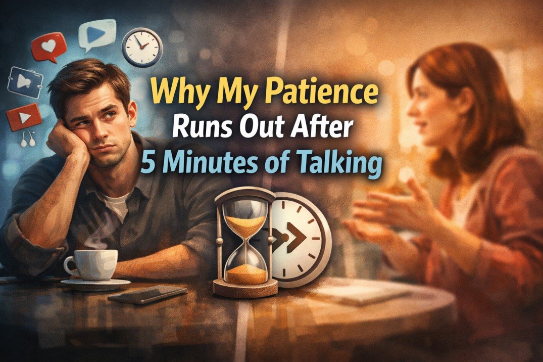 Impatient person listening while someone talks for long showing reduced attention span