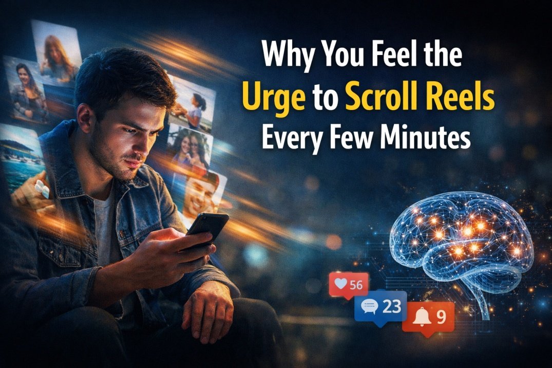 Person feeling the urge to scroll Instagram reels frequently on phone